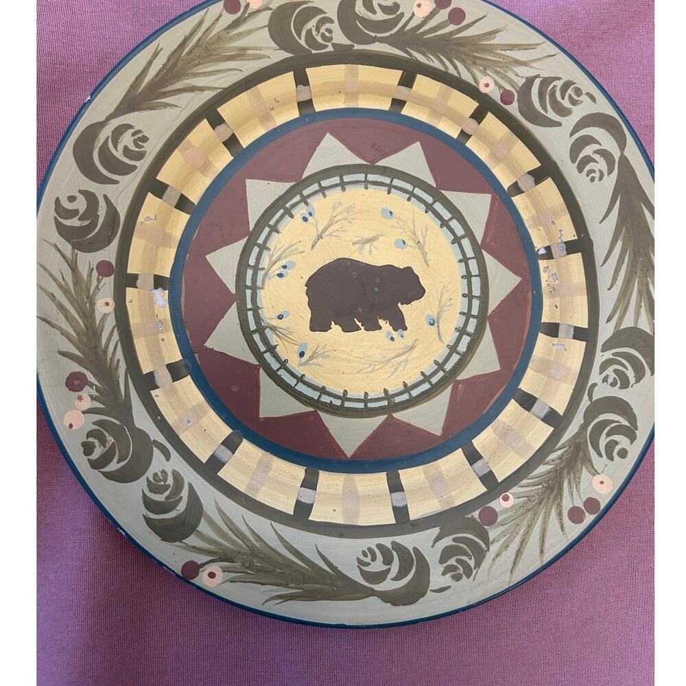 Rustic Lodge bear and fish plates camp cabin nature decor - Picture 6 of 16